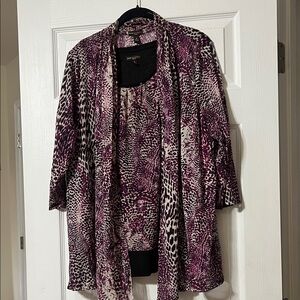 DANA BUCHMAN Women's Purple Animal Print Twinset